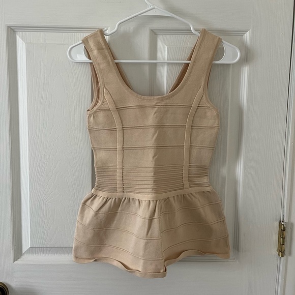 WOW couture Tops - WOW Couture Beige Peplum Top